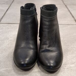 Clarks Black Leather Ankle Booties